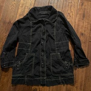 Louie Black Cotton Button Down Jacket